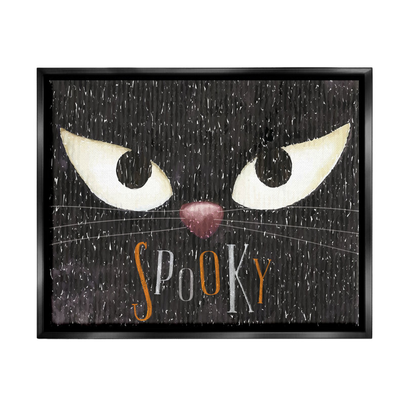 «Spooky Halloween Black Cat Eyes» par ND Art - cadre flottant, impression, Cadre flottant noir de jais