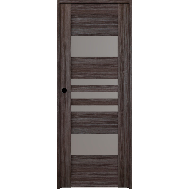 Porte standard en bois manufacturé et en verre Leti, À droite, Chêne, 17,75 po x 83,23 po
