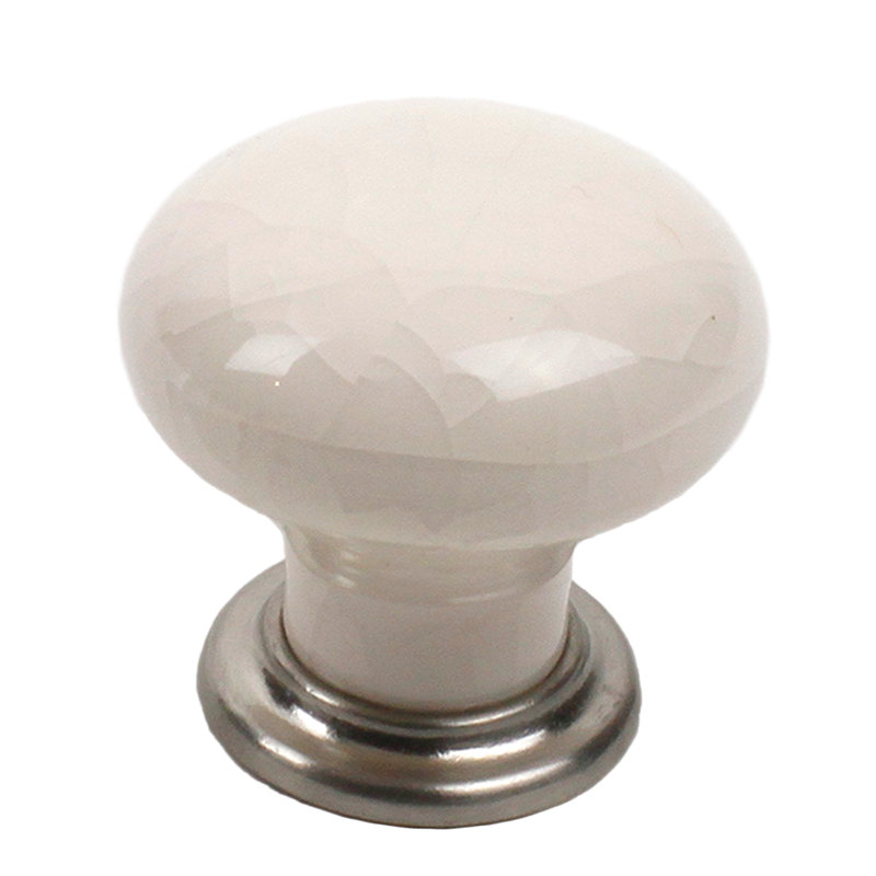 Poignée ronde peinte à la main de 1 3/8 po de diamètre Nordic, Nickel satiné / crème craquelé