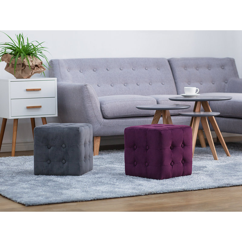 Lizette 30cm Wide Tufted Square Solid Colour Cube Ottoman