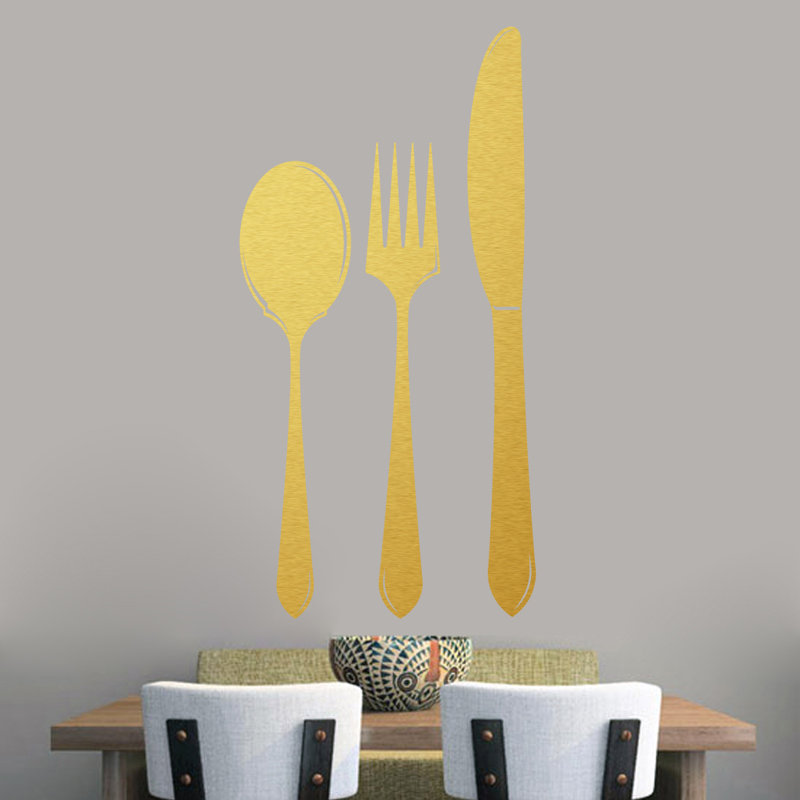 Adhésif décoratif cuillère fourchette, Or