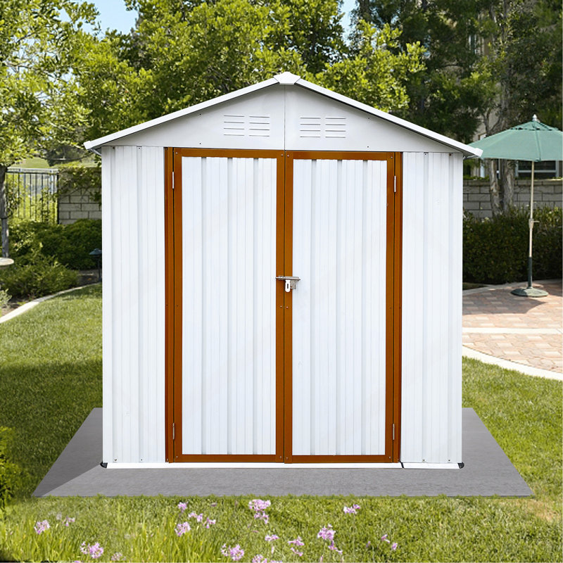 Remise de rangement extérieure pour toit de 6 pi x 4 pi blanc + jaune, H 75,6 po x l 70,1 po x P 46,4 po, Blanc / jaune