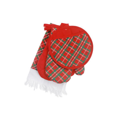 4 Pc Kitchen Set (Plaid Pattern)