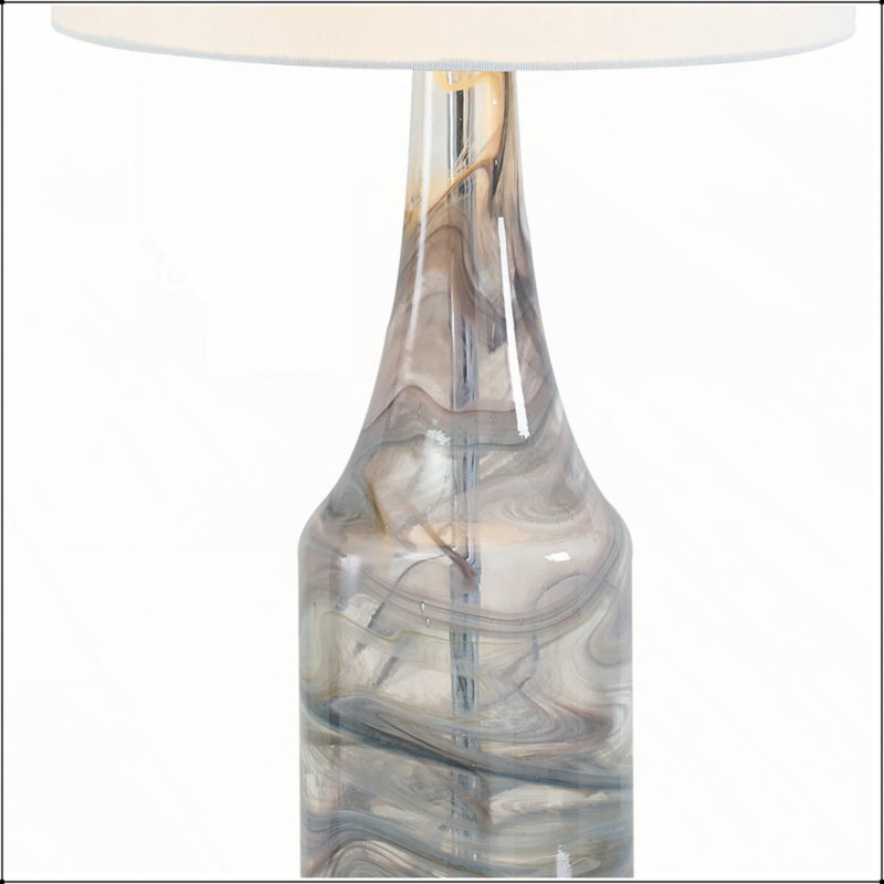 Ensemble de 2 lampes de table en verre de 29 po à intensité variable à 3 voies avec corps fileté coloré et base en cristal pour la chambre à coucher, le salon et le bureau