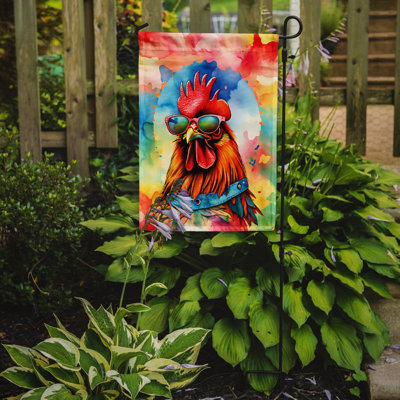 Drapeau de jardin coq rouge hippie