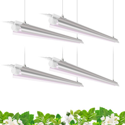 Lumière de croissance Barred T8 à DEL de 4 pi, 168 W (4 x 42 W), équivalente à 1000 W, à spectre complet, en forme de V avec réflecteur combiné, lumières de croissance pour plantes d'intérieur, serre, paquet de 4