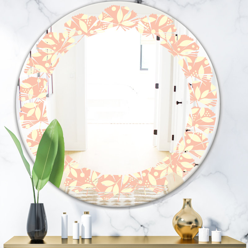 Miroir mural Crystals of Amethyst Leaves, H 23,6 po x l 23,6 po, Floral Pattern V Leaves Cottage Americana.
