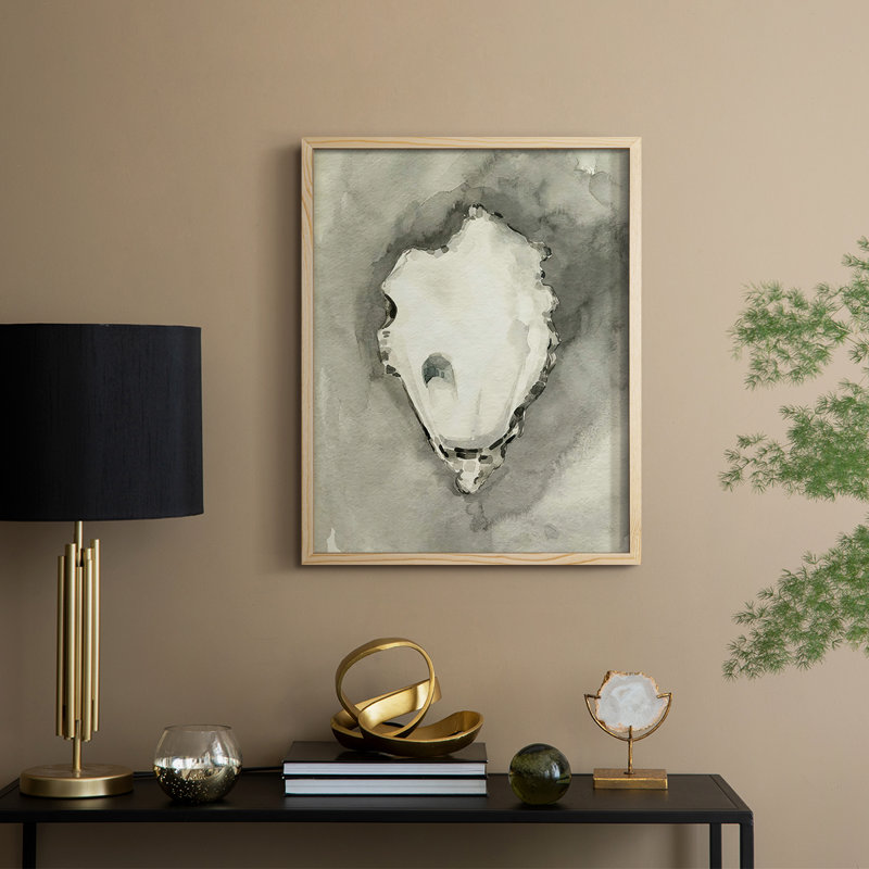 «Neutral Oyster Shell I», reproduction encadrée - bois massif, Natural, H 11 po x l 9 po