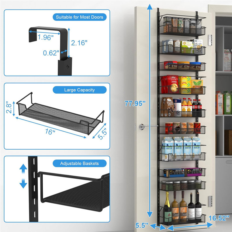 Over-the-Door Spice Rack, Black