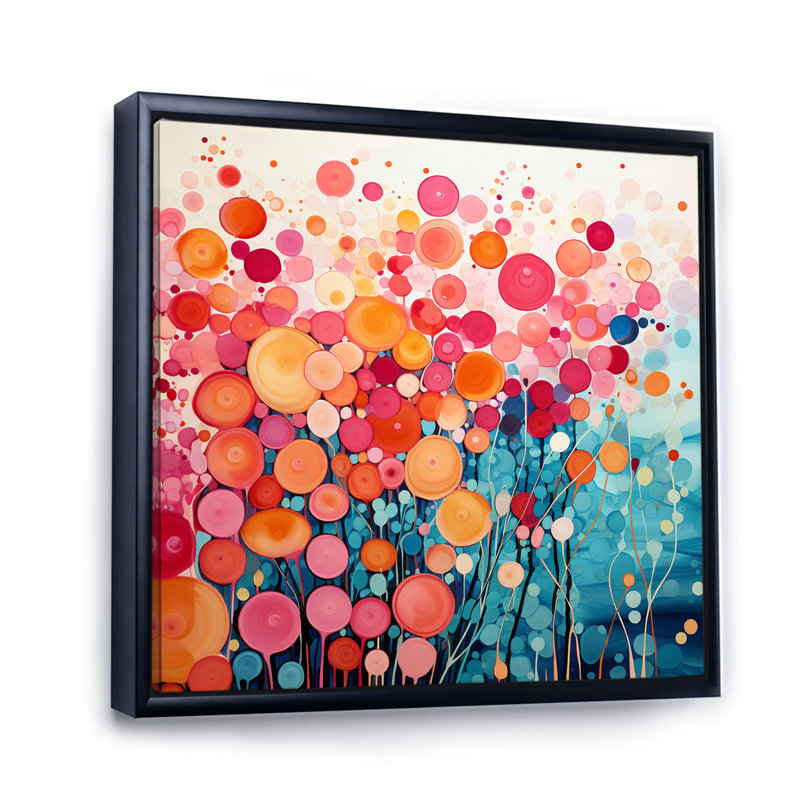 " Coral Oasis II ", 16" H x 16" W x 1" D, Black Floater Framed