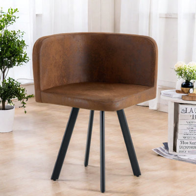 Chaises de salle à manger confortables, siège moderne en métal brun pour la cuisine