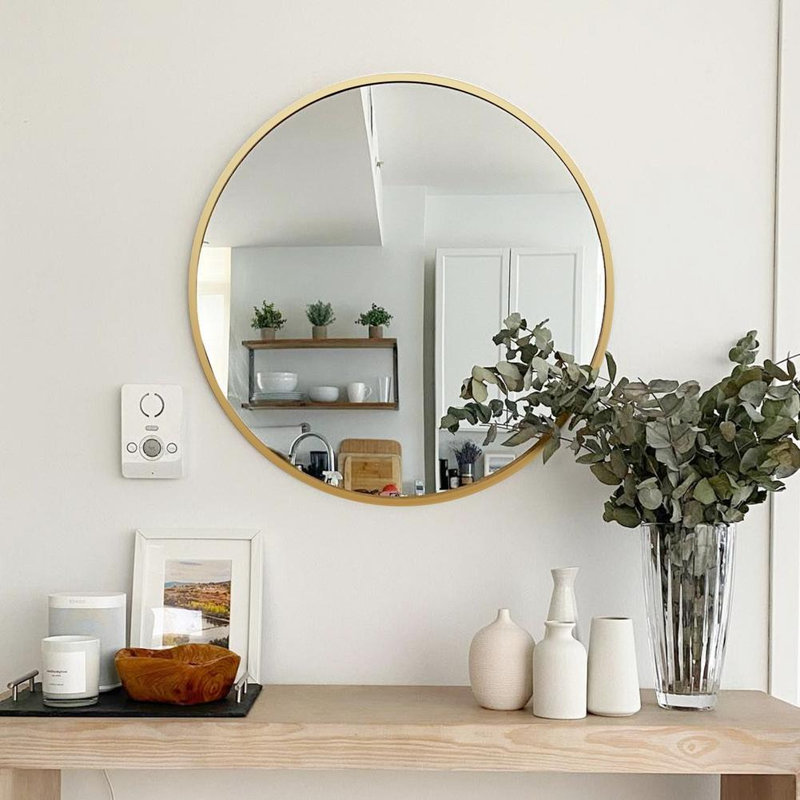 Metal Round Bathroom Mirror (Gold), Gold