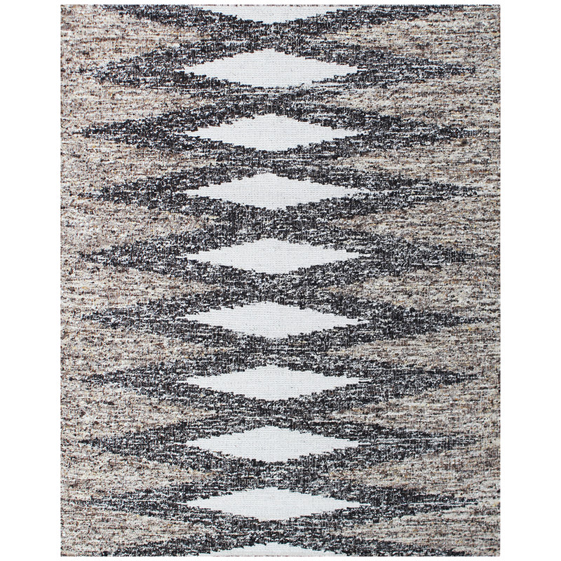 ANFL7400ABRIV Hand Woven Wool Geometric Area Rug, Rectangle 10' x 14'