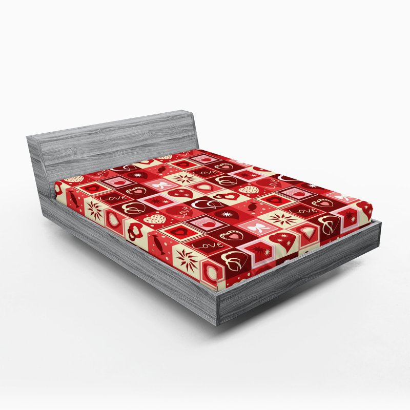 Drap-housse Ambesonne, paquet de 2, Beige / corail / rouge à carreaux, Drap-housse grand