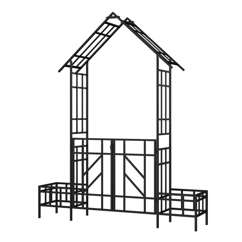 Arche de jardin en métal avec barrière avec pot de fleurs W80.71 * H97.24
