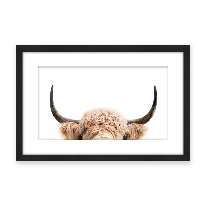 Nature Inspired Peeking Cow by  - Picture Frame Photograph on Paper, 32" H x 48" W x 1.125" D, Framed Print, Brown