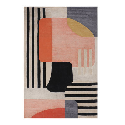 Off Balance Area Rug in Orange/Black/Gray/Blue