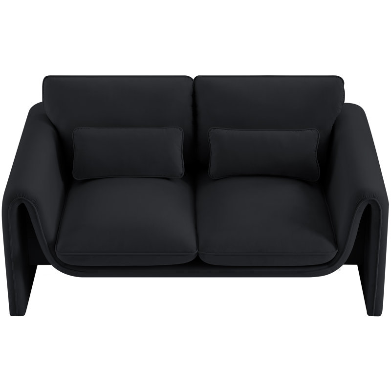Kirstee 64'' Velvet Loveseat, Black Velvet