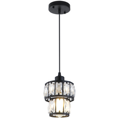Luminaire suspendu tambour moderne en cristal 1 lumière Levona