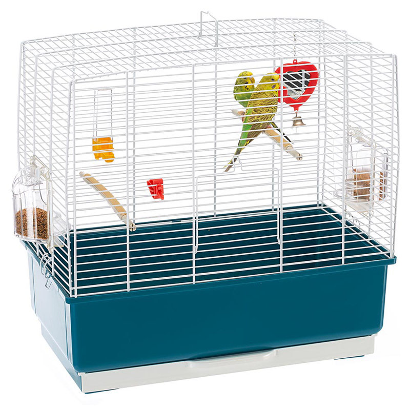 48.5cm Table Top Bird Cage with Perch, White/Blue
