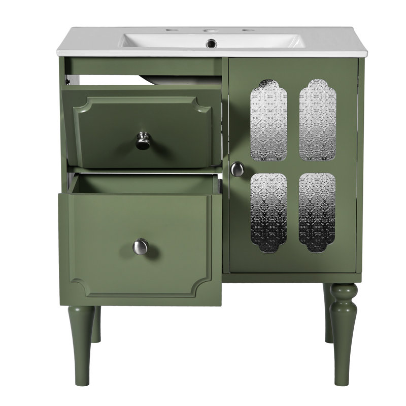 Armoire de rangement pour salle de bain avec lavabo en céramique Retro