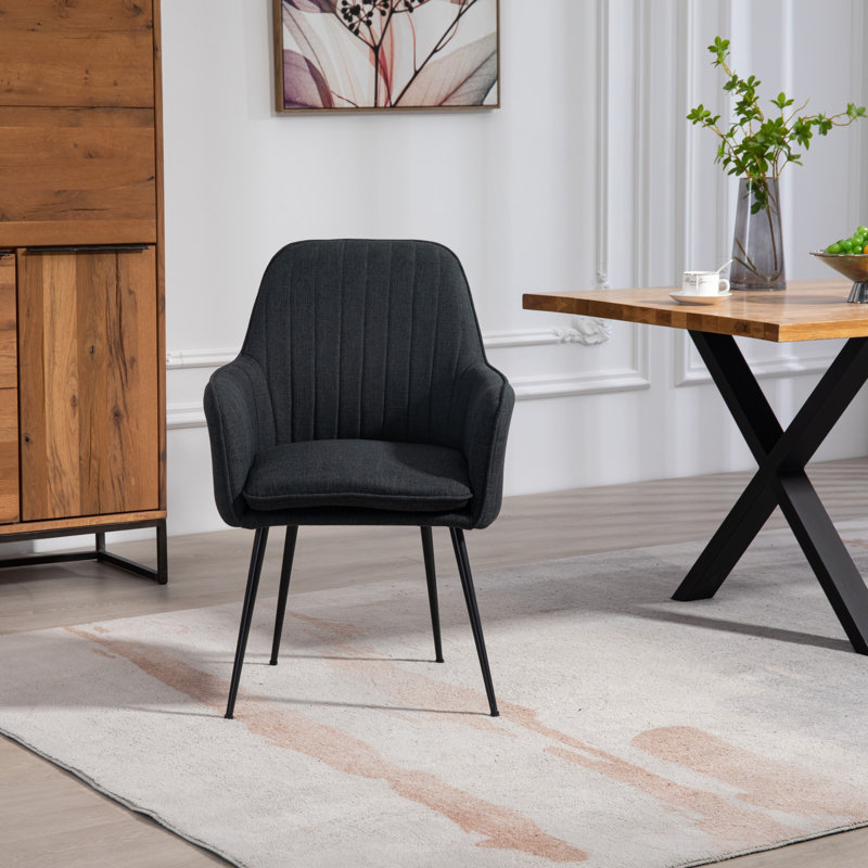 Set of 2 Carrara Fabric Dining Chairs, Black