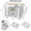 Îlot de cuisine cannelé avec armoire de rangement pour poubelle, prise de courant, support de rangement interne, îlots de cuisine roulants sur 5 roulettes avec 3 tiroirs, 3 tablettes latérales ouvertes-1134504461