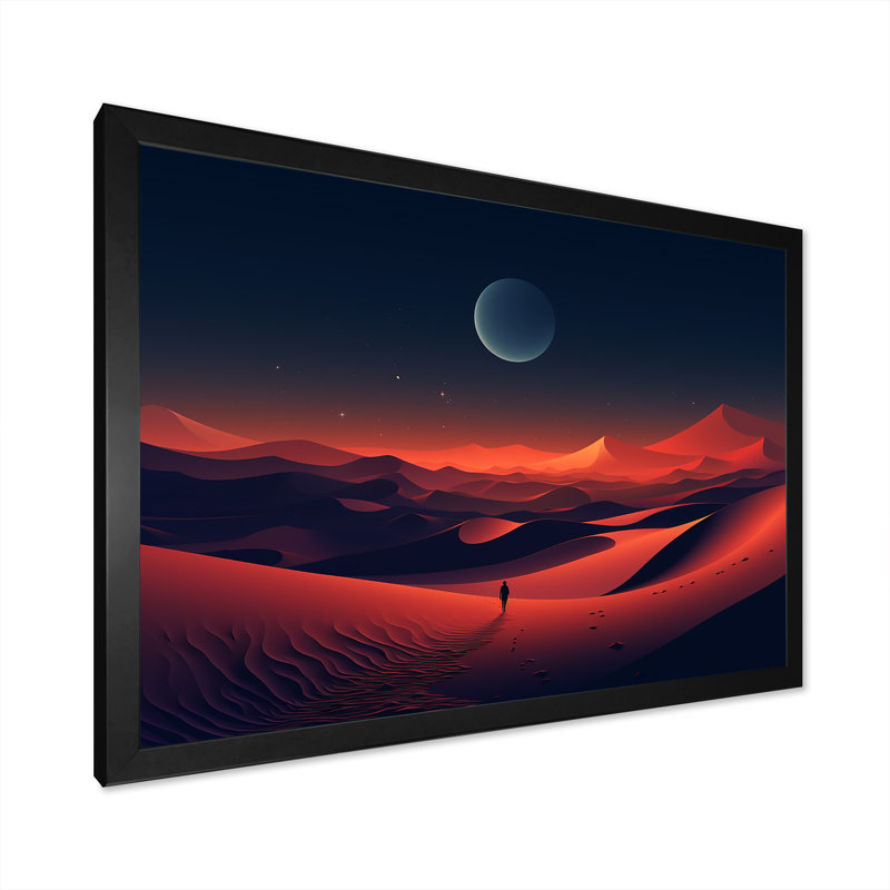 Alone in The Sahara Desert At Sunset I - Desert, art mural, Cadre d'angle fermé noir, H 24 po x l 32 po x P 1 po