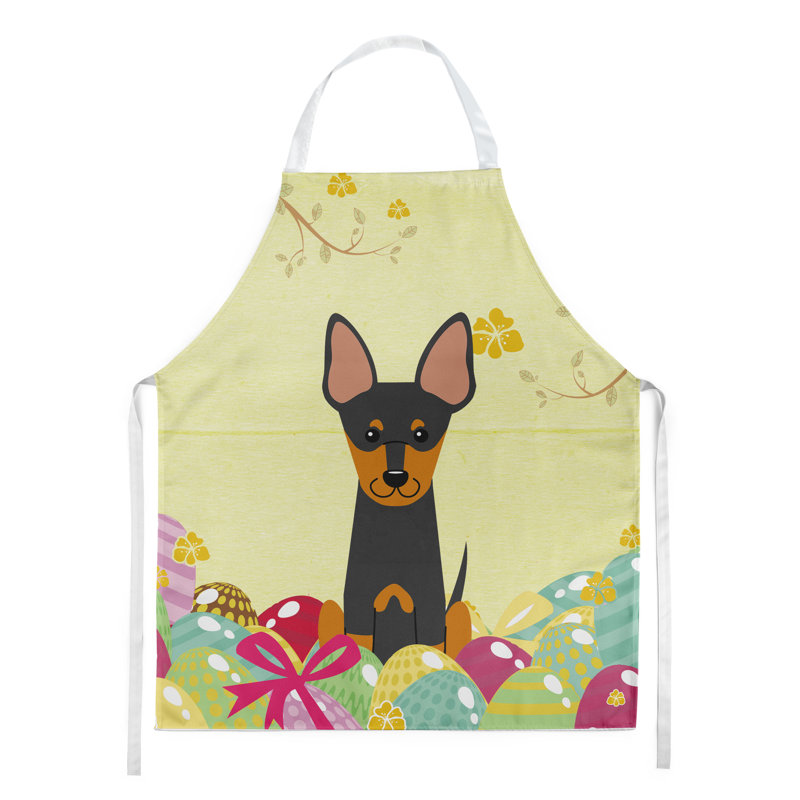 Tablier œufs de pâques, Jaune / noir / brun clair, Terrier d'agrément anglais