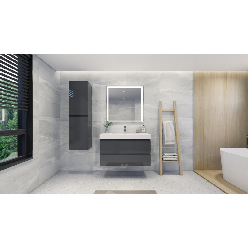 Blas Linen Cabinet, High Gloss Gray