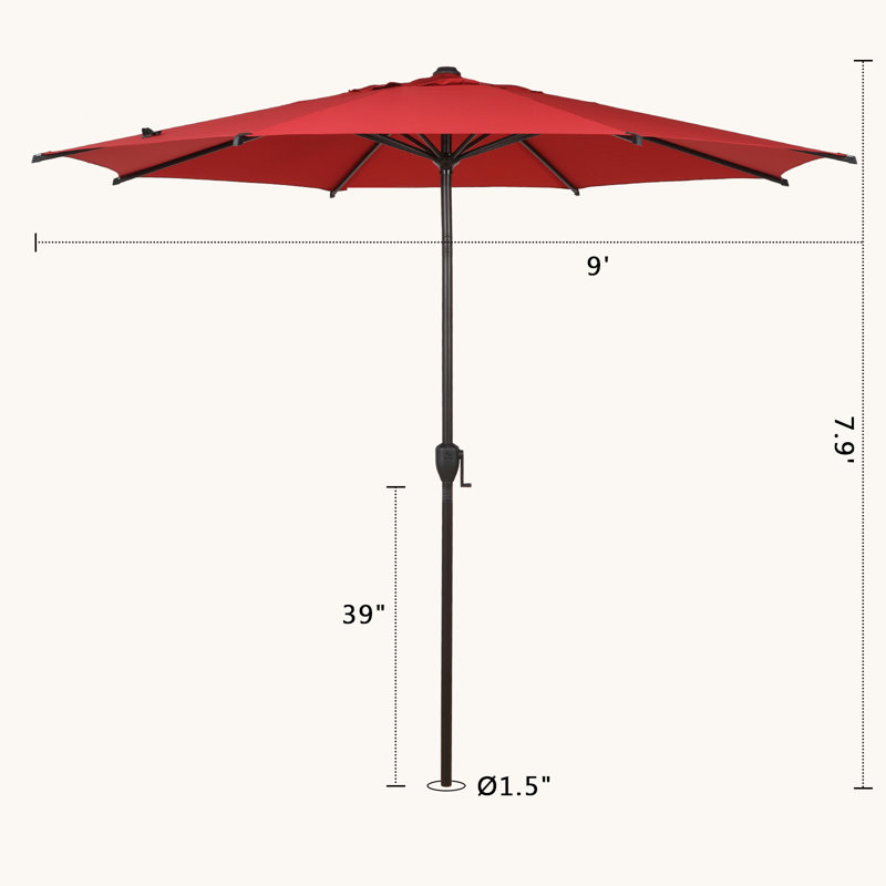 Parasol de marché 108 po Lyon, Rouge, L 108 po x P 108 po