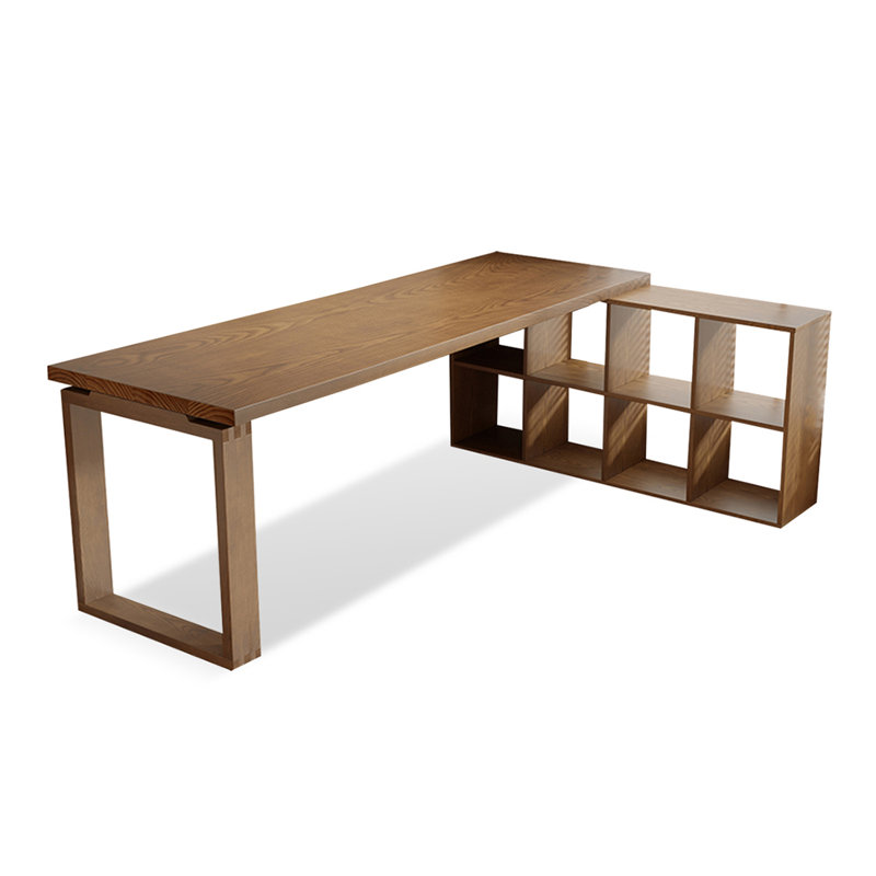 Le bureau d'angle et la bibliothèque sont intégrés, Retour à droite, H 29,53 po x l 86,61 po x P 55,12 po