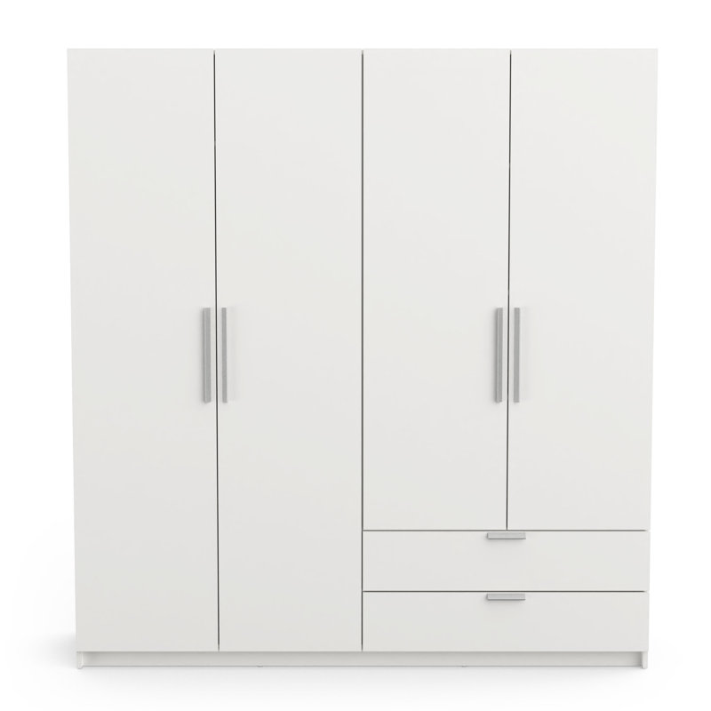 Craigwood 4 Door Manufactured Wood Wardrobe, White