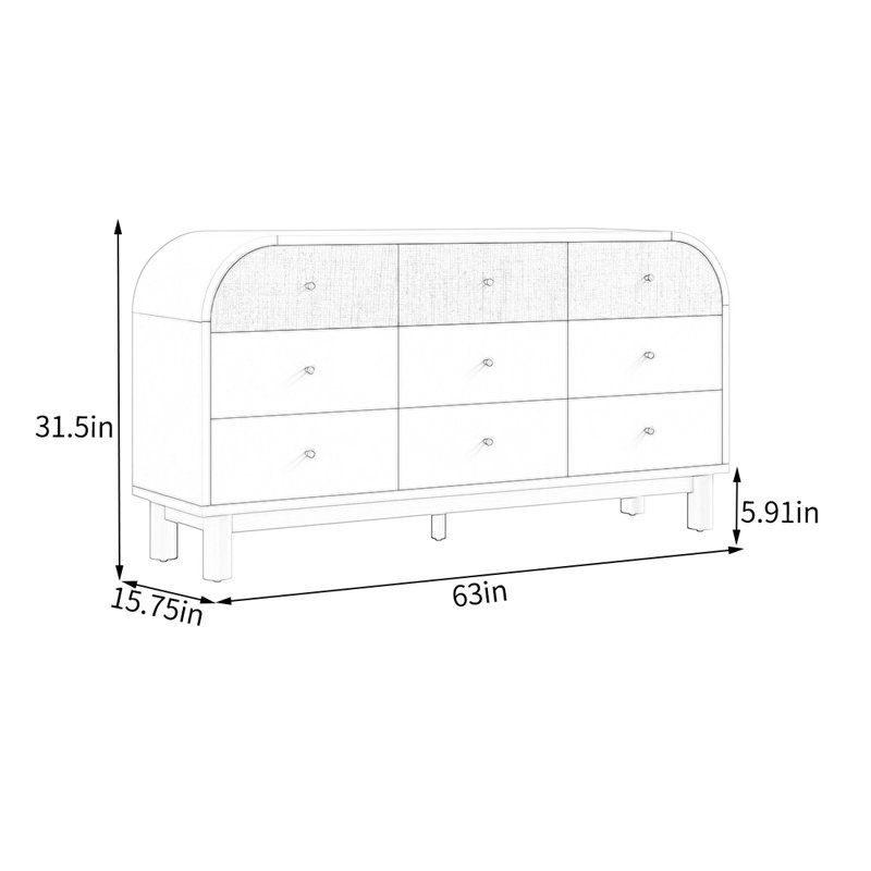 Multi Drawer Solid Ash Wood Sideboard