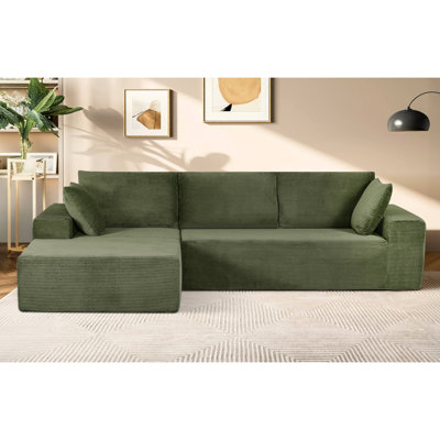 Canapé-lit modulaire convertible à 4 places en velours côtelé doux foncé, mousse complète confortable pour la chambre à coucher, aucun assemblage requis, canapé-lit en velours côtelé faisant face à gauche, canapé avec design, salon requis,