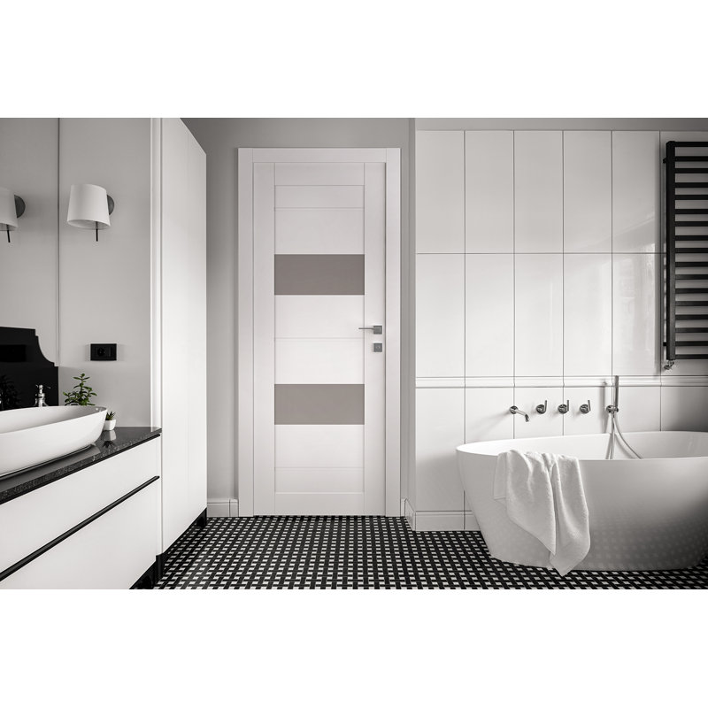 Porte standard à panneaux en bois manufacturé massif préfini Vita, À gauche, 35,88 po x 83,23 po