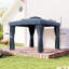 Outsunny 3 x 3 (m) Patio Gazebo Canopy with 2 Tier Roof, Dark Blue