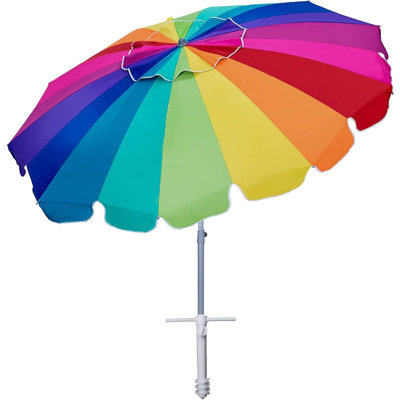 7.2FT Large Beach Umbrella, UPF 50 Sun Protection, Adjustable Height