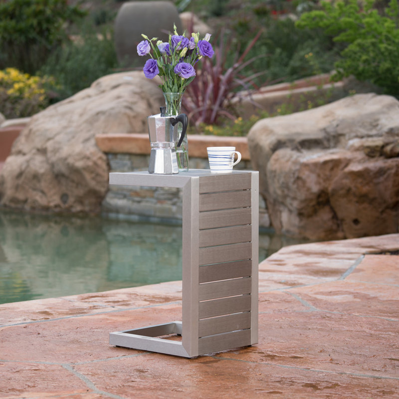 Outdoor ALU C-SHAPED TABLE, Silver