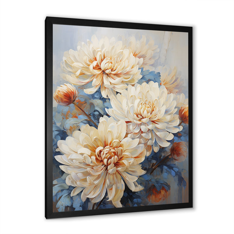 Garden Bliss Mums dans des couleurs douces, H 40 po x l 30 po x P 1,5 po, Cadre simple noir