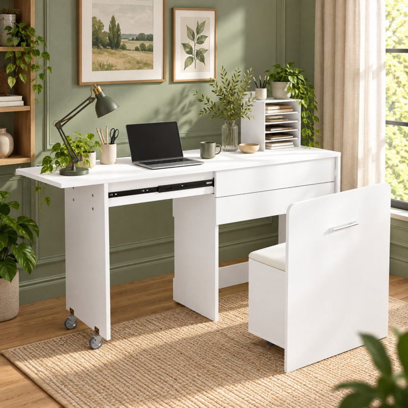 Coiffeuse-lit avec miroir et tabouret de rangement