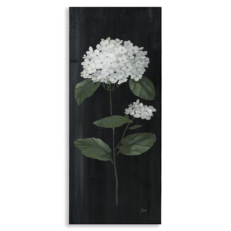 «Hydrangea Flower Blossom Distress Dark» par Nan - peinture sur toile tendue, H 24 po x l 10 po x P 1,5 po