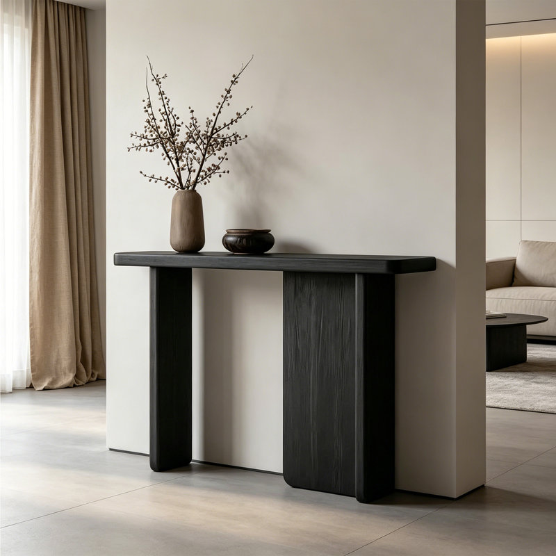 Console en bois massif de style japonais, Noir
