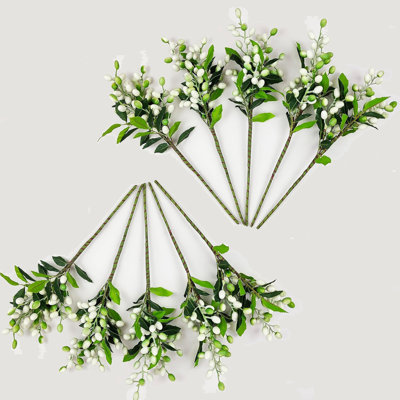 10-Pack Artificial Oliva Berry Stems for Christmas Halloween Thanksgiving Decor, Bendable Faux Red Berries Twigs for Vase Floral Arrangements, Bouquets, Wreaths, Table Centerpieces