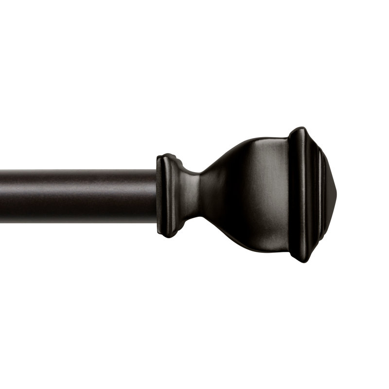 Tringle à rideaux simple réglable en métal avec fleurons Almina, Bronze mat, 66” – 120”