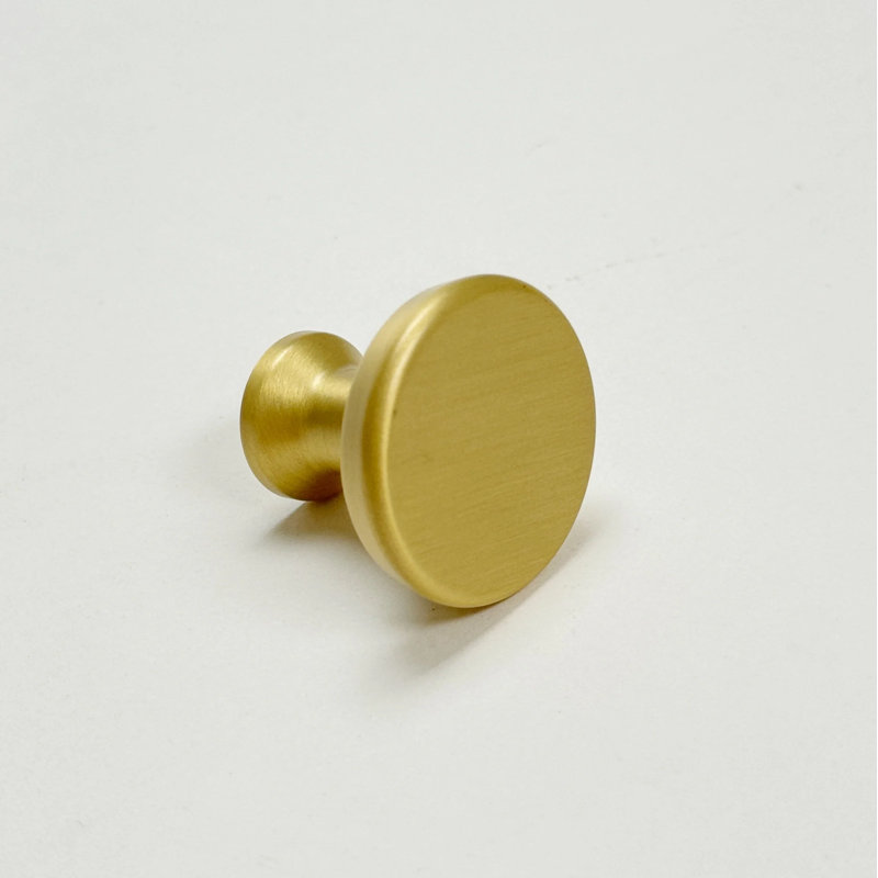 Solid Brass "Collin" Round Cabinet Knob, Brass