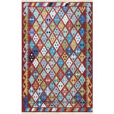 5x8 Multicolor Flat Weave Wool Diamond Constellation Geometric Modern Contemporary Carpet Rug