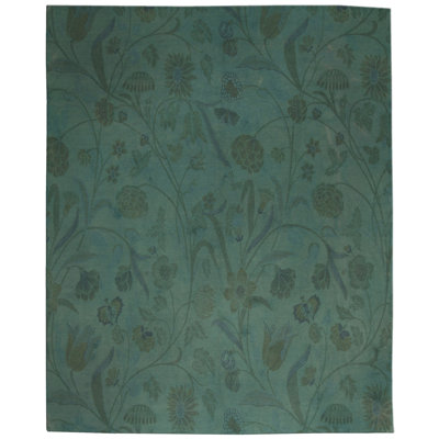 Modern One-of-a-Kind Rectangle 8' X 10' New Age Wool Area Rug in Green