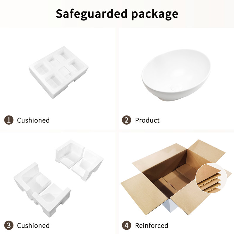 16 po x 13 po 5,5 po Meuble-lavabo ovale blanc pour salle de bain - Simple mais élégant, durable, facile et facile à nettoyer