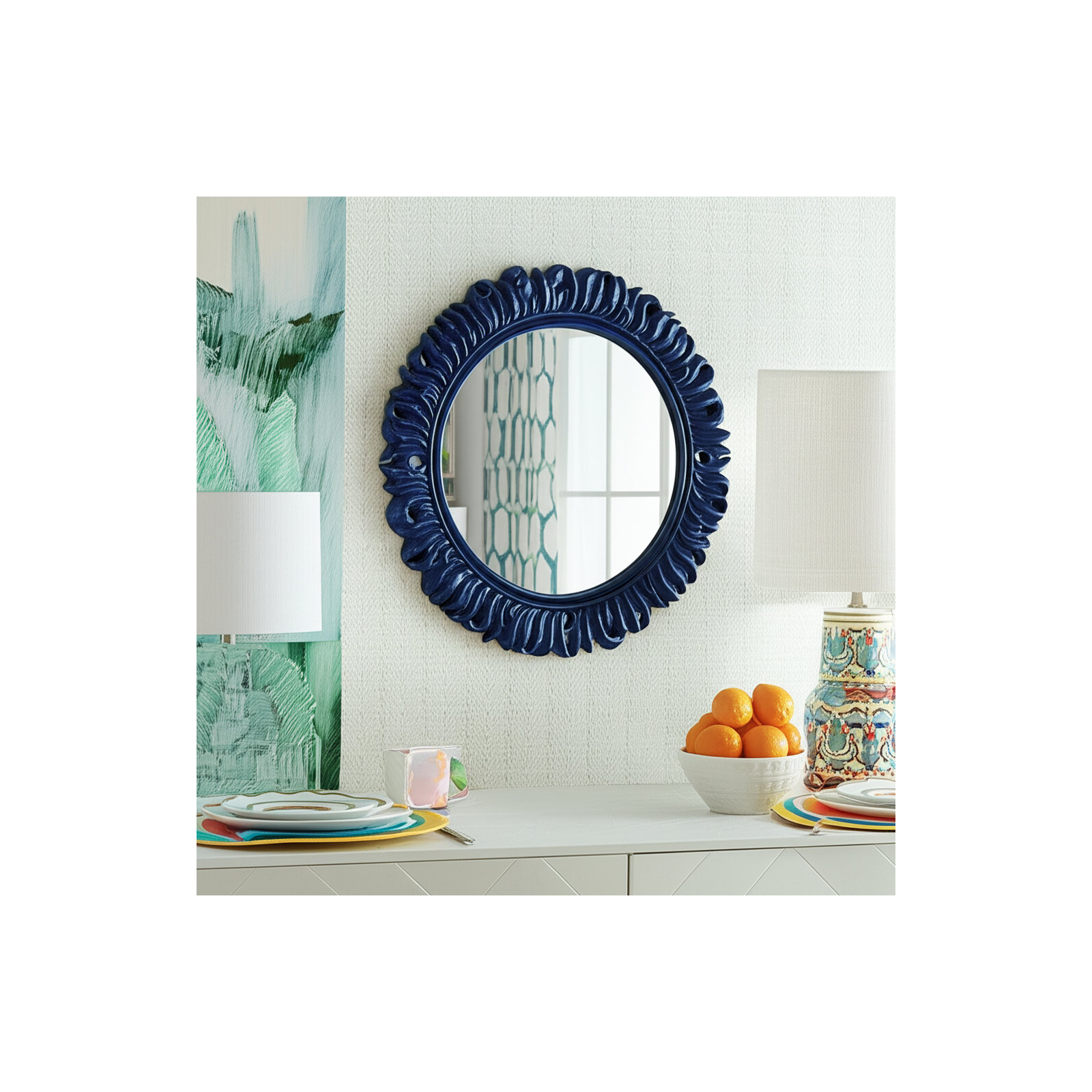 El Castillo Sun Mirror Hunter Green, Blue